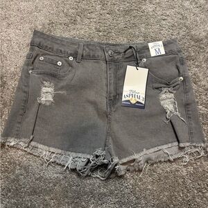 Blue Asphalt Charcoal Distressed Jean Shorts